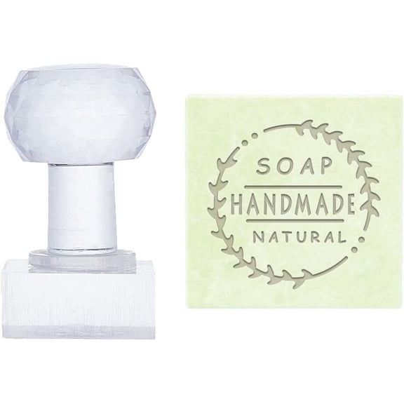 PH Handmade Soap Stamp Letter Stamping Imprint Stamp 1.3 Inch Square Natural Soap Chapter Soap Stamp with Handle for Handmade Soap Envelope Invitation Cards Craft Making Clear DIY