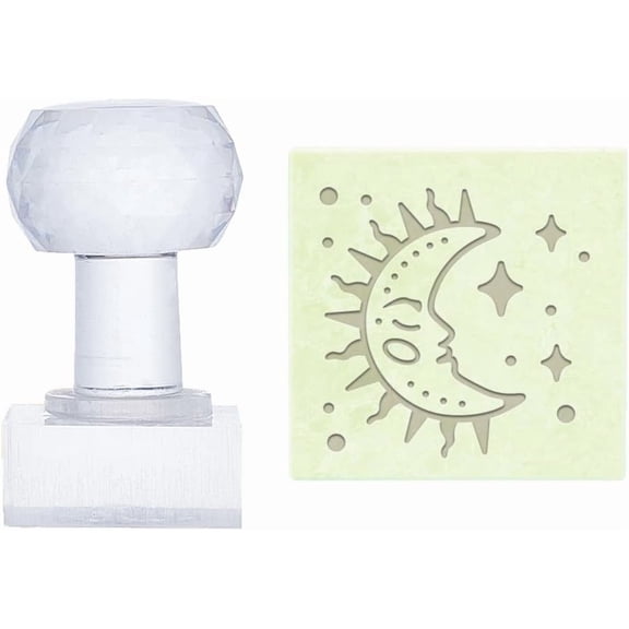 PH Handmade Soap Stamp Moon Profile Acrylic Soap Stamp with Handle Soap Embossing Stamp Soap Chapter Imprint Stamp for DIY Soap Clay Pottery Arts Crafts Making Projects for DIY