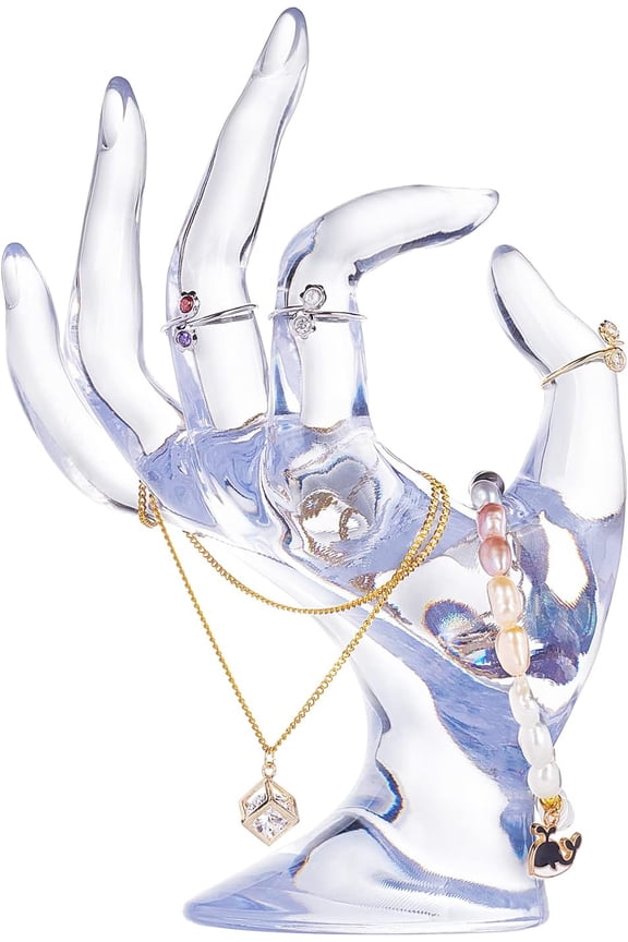 PH Jewelry Display Hand Holder OK Shape Hand Ring Holder Elegant Bracelet Holder Jewelry Support Watch Stand Wedding Showcae for Home Retail Display Organization Clear for DIY