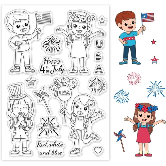 PH Journey Clear Stamps Fireworks Windmill Rubber Stamps Cute Transparent Stamps Plastic Postage Stamp Seal for Scrapbooking Card Photo Album Journaling Craft Decoration Supplies for DIY
