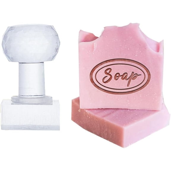 PH Label Acrylic Stamp Word Soap Embossing Stamp with Handle Round Soap Chapter Imprint Stamp for DIY Handmade Soap Supplies Envelope Invitation Party Favor Craft Art Gift Clear