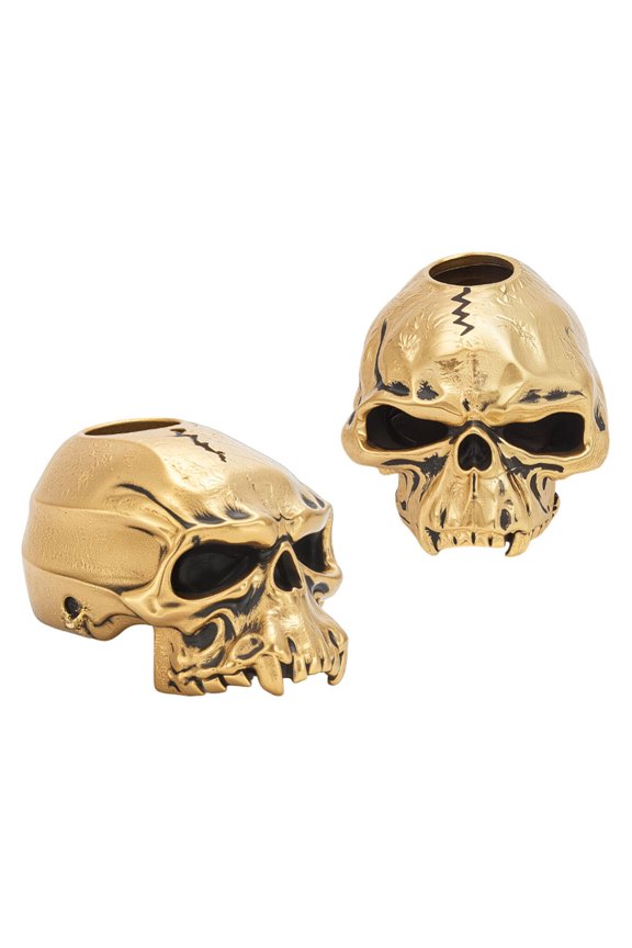 PH Lanyard Bead 2pcs Golden Charm Beads Charms Brass European Beads Punk Skulls Large Hole Bead for Crafts Keychain Jewelry Making Supplies Hole: