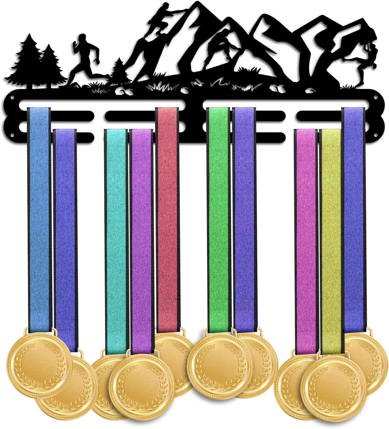 PH Medal Display Hanger Holder Climbing Running Medal Holder 15.7" Awards Ribbon Hanger Medal Display Wall Rack Sports Medal Hanger Display for Sports Athletes Awards Ribbons Cheer Black