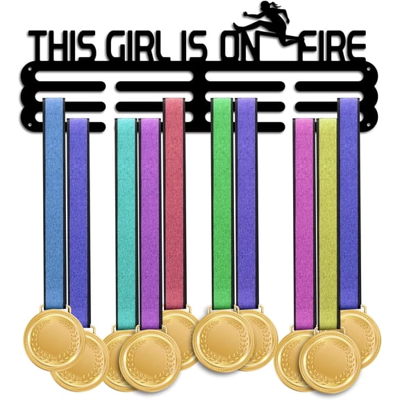 PH Medal Display Hanger Holder Hurdling Medal Holder 15.7" Awards Ribbon Hanger Medal Display Wall Rack Sports Medal Hanger Display for Women Sports Athletes Hurdling Awards Cheer Black