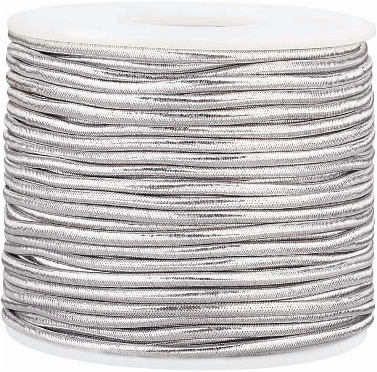 Elastic Ribbon String PH Metallic Silver Cord Ribbon Elastic Cord 32.8Yards Stretch Cord ...