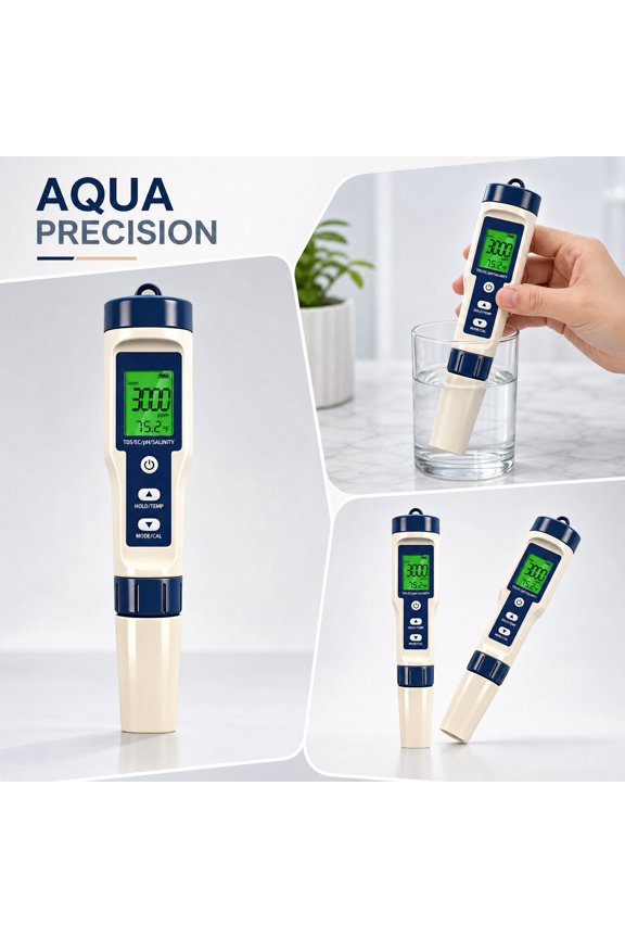 PH Meter 7-in-1 Tds Meter/Salinity Tester/pH Meter/EC Meter/Orp Meter/S.G Meter/Temp ph Tester Digital,PH Meter for Water 0.01pH Accuracy,Tds Meter with ATC.