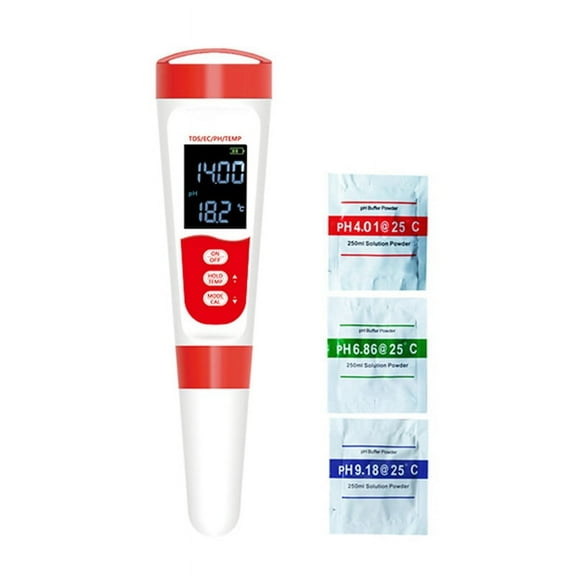 PH Meter, Digital 4 in 1 PH EC TDS Temp Meter for Water Hydroponics, Waterproof and EC PPM Water Tester for Laboratory