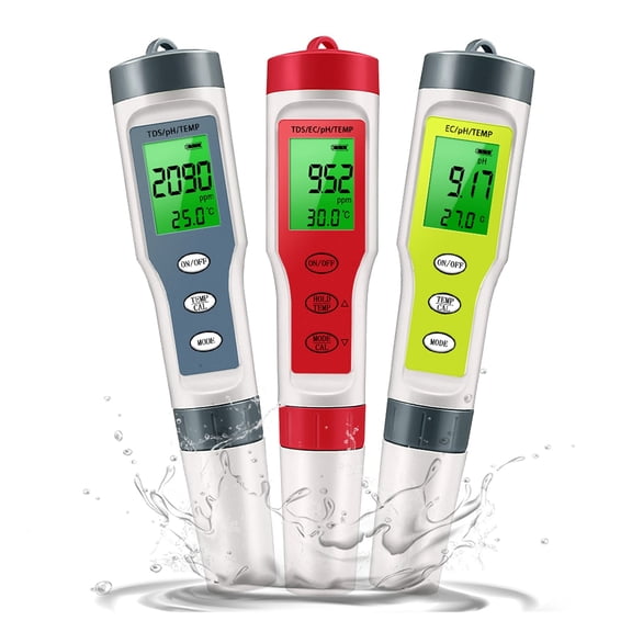 PH Meter Waterproof PH/TDS/EC/Temp Meter Digital Water Quality Monitor Tester with Backlight for Pools Drinking Water Aquariums