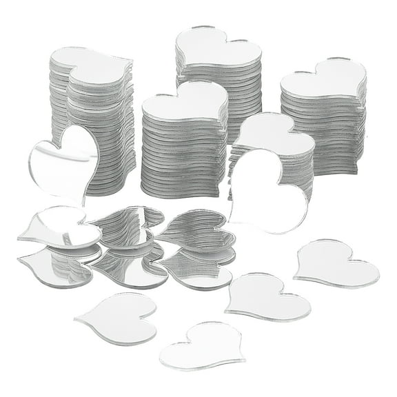 PH Mirror Tiles 200pcs Adhesive Peel/Stick Small Heart Mirror Mosaic Tiles Mini Self Acrylic Mirrors for Arts Crafts Projects Framing Room Home Wall