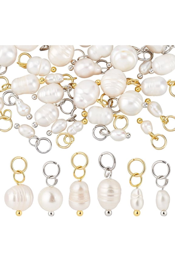 PH Natural Pearl Pendant Charms Pearl Bead Pendant with Loop Jewelry Connector for DIY Jewelry Making Colorful