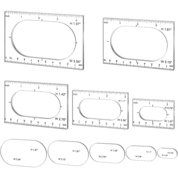 PH Pack of 5 Router Templates Oval Inlay Template Acrylic Router Jig Template Transparent Drawing Measuring Tool Decorative Templates for Woodworking Sewing Making Home Supplies for DIY