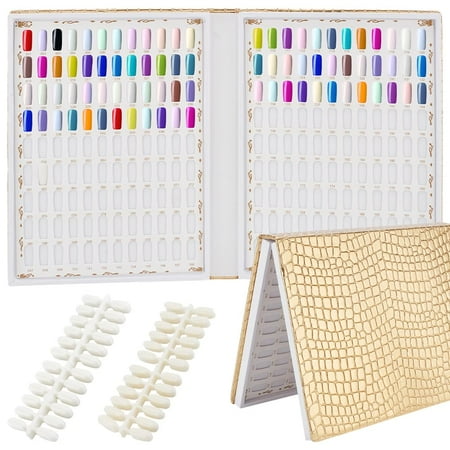 PH PandaHal 216 Nail Color Chart Display Nail Polish Display Book Nail Swatches Book with 240 False Nail Tips Manicure Practice Card Board Gel Polish Card Book for Nail Salons DIY Nail Supplies