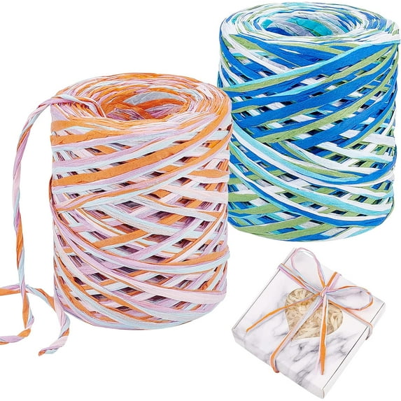 PH PandanHall Raffia Paper Ribbon 420 Yards Colored Matte Twine Raffia Ribbon Packing Paper Twine Paper String Raffia Ribbon for Florist Bouquets Wrapping Gift Box Packing Party Decor for DIY