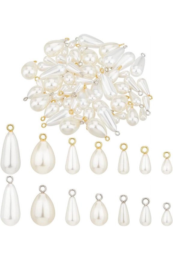 PH Pearl Charms Connectors Plastic Pendants White for Necklaces Earrings Decor for DIY