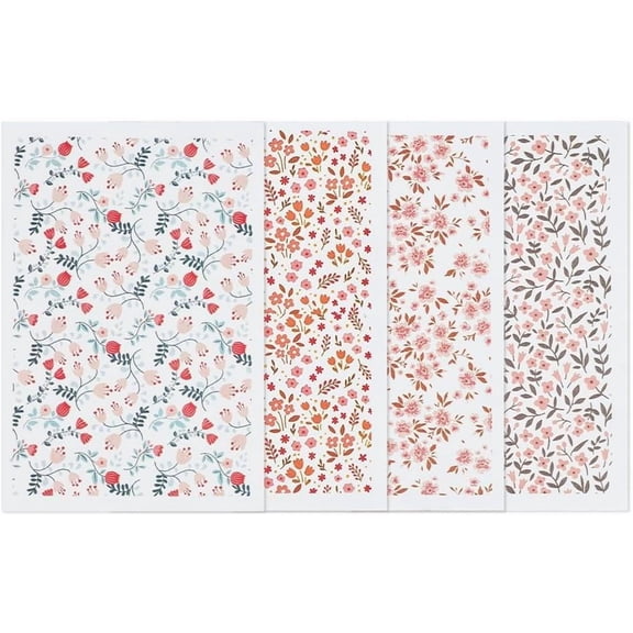 PH Polymer Clay Transfer Paper 4 Styles 5.9x4 inch Flower Transfer Paper Transfer Decals Retro Floral Paper Transfer Sheets for diy making