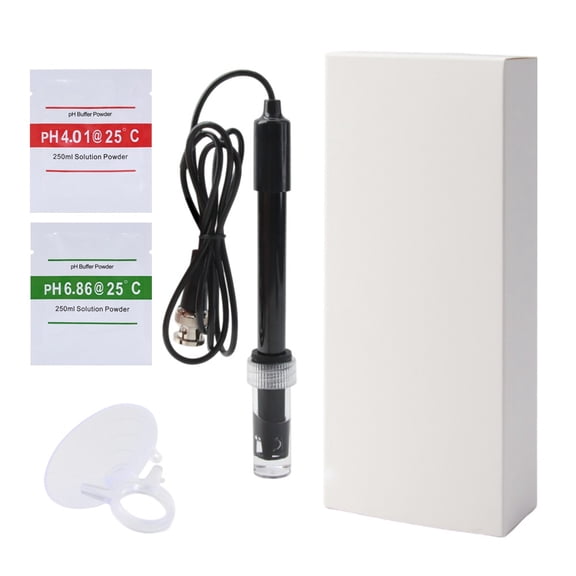 PH Probe With BNC Connector For Aquarium And Hydroponics, 0-14 PH Range, Calibration Buffers Included, Black Electrode for Most Meters And Controllers(300cm)