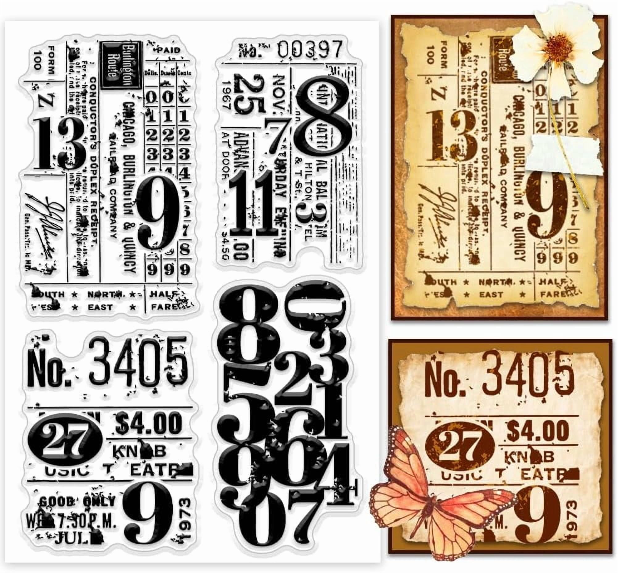 PH Retro Numbers Clear Stamp for Card Making Background Board Rubber ...