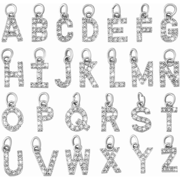PH Rhinestone Letter Charms A-Z Alphabet Charms for Jewelry Making Women DIY Bracelet Necklace Earrings Choker Clear DIY