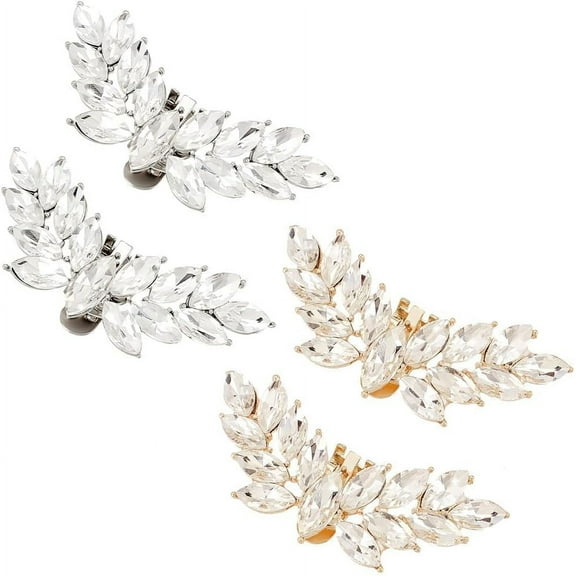 PH Rhinestone Wedding Wing Shoe Buckles Metal Clips Sparkling Platinum Golden