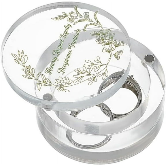 PH Round Wedding Ring Box Transparent Acrylic Ring Box Ring Display Box Jewelry Storage Box Ring Bearer Box with Lid for Anniversary Wedding Proposal Engagement Ceremony 2.5x1.3inch for DIY