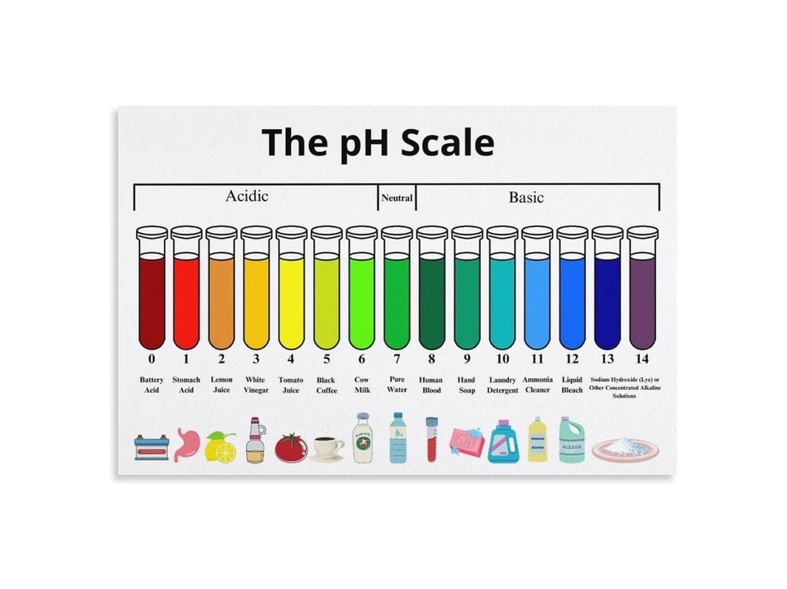 PH Scale Chart Educational Poster Science Chemistry Classroom Decor Lab ...