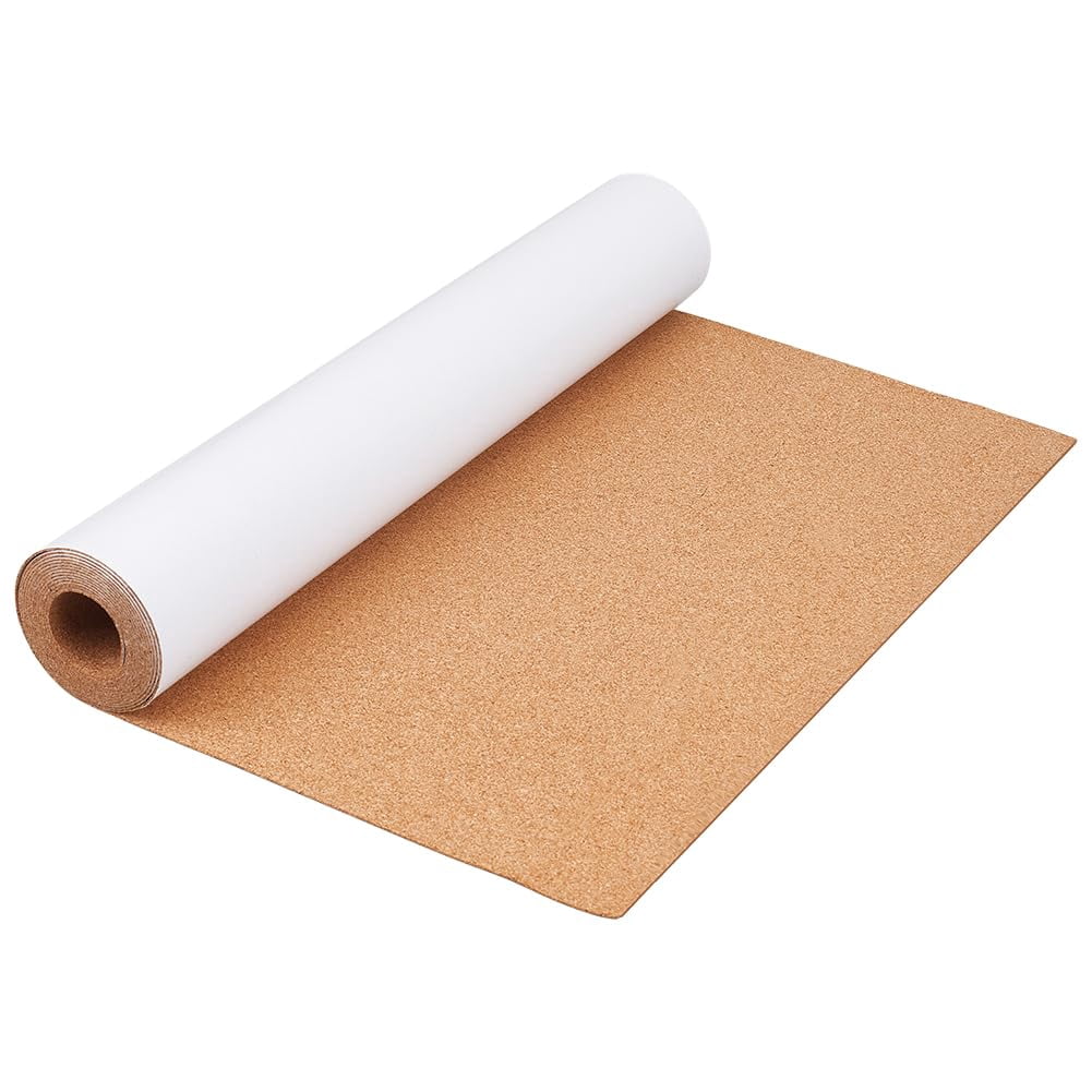 PH Self Adhesive Cork Roll Cork Shelf Liner for Coasters 1mm Thick Fabric Tape for Furniture Repairing Home Wall Drawer Decorations Crafts Making 15.7 inch x 2.6 Yards Brown