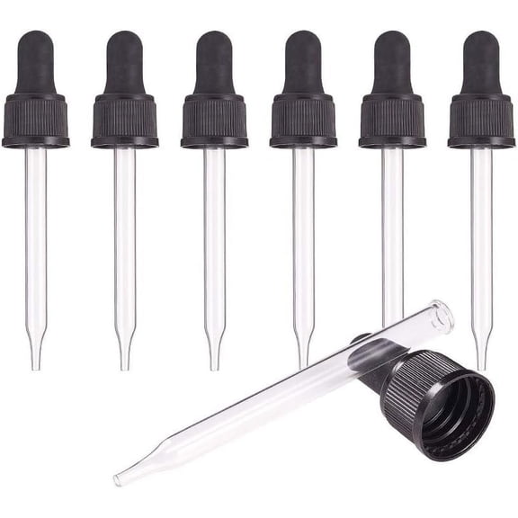 PH Set of 12 Glass Eye Droppers for Essential Oil 50ml Pressure Rotating Cover Oil Droppers Pipettes Roller Tops for Essential Oil Bottles colorful