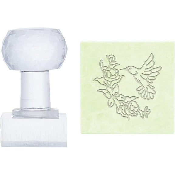 PH Soap Stamp Bird Pattern Stamping Mould Imprint Stamp 0.7 Inch Square Flower Soap Chapter Soap Stamp with Handle for Handmade Soap Envelope Invitation Cards Craft Making colorful DIY