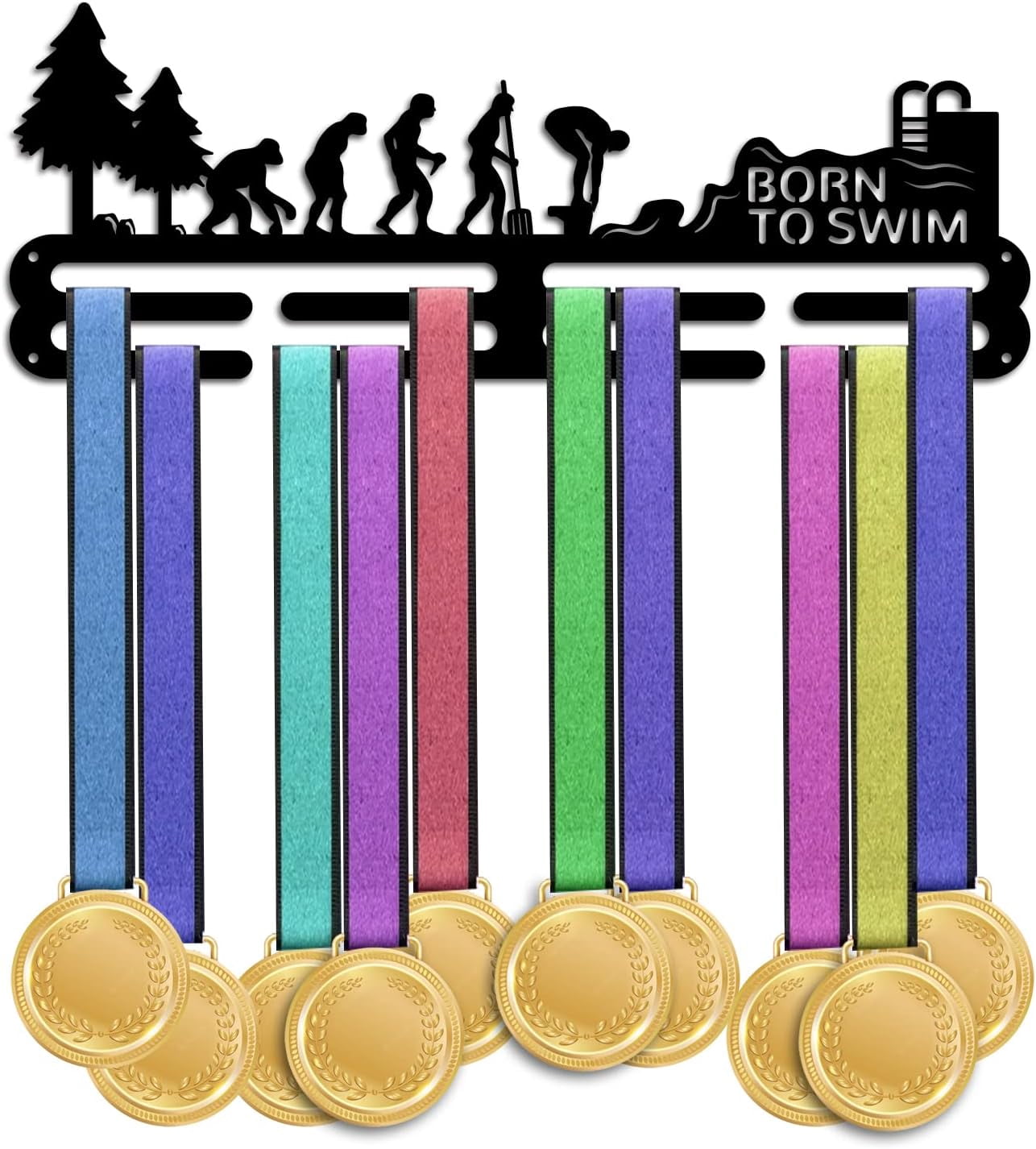 Evolution Ribbon PH Swimming Medal Hanger Holder Display Rack Hominid Evolution Medal ...
