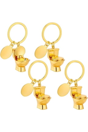 PH Toilet Novelty Keychain Key Organizer Holder Funny Keyring Mini Key Charms Metal Toilet Seat Model Keychain Gold DIY