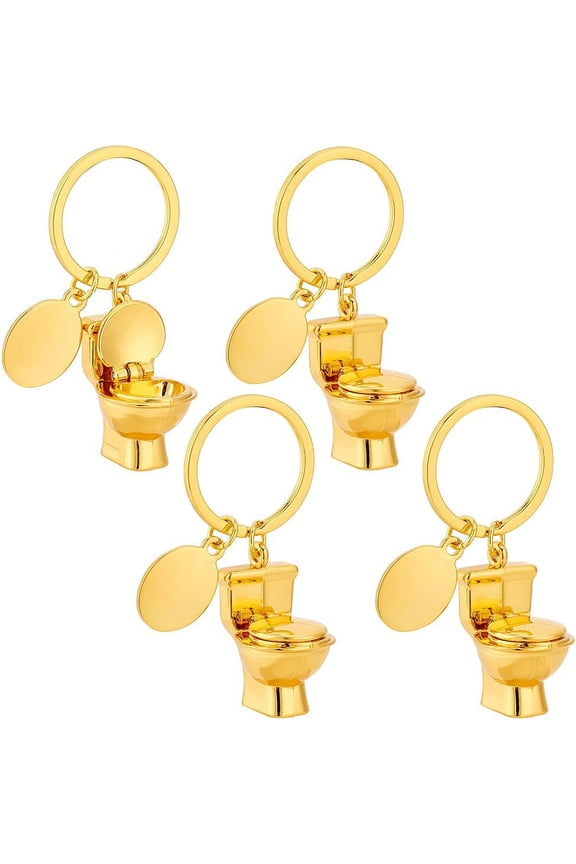 PH Toilet Novelty Keychain Key Organizer Holder Funny Keyring Mini Key Charms Metal Toilet Seat Model Keychain Gold DIY