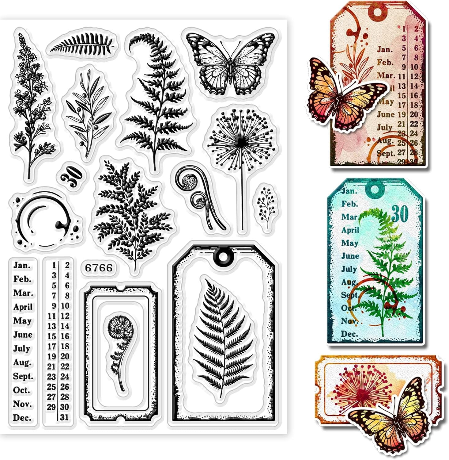 PH Vintage Plant Clear Stamps Label Rubber Stamps Silicone Seals Stamp ...