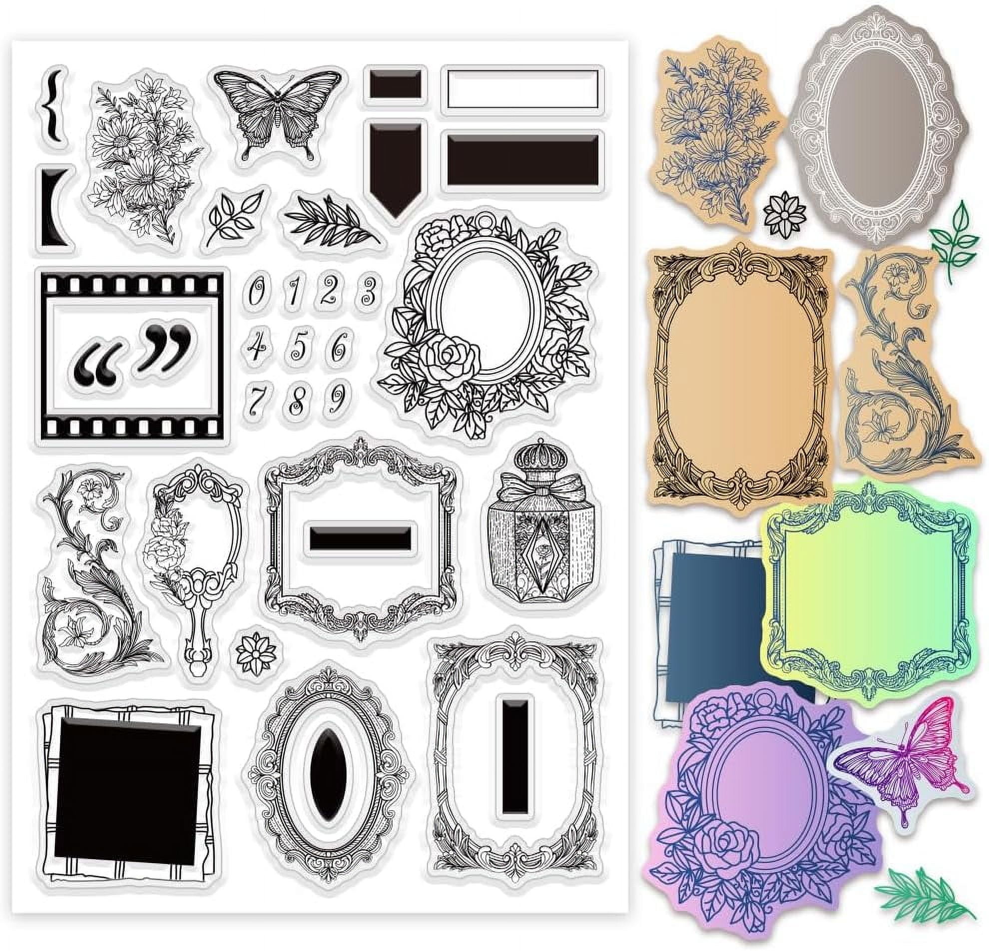 PH Vintage Retro Clear Stamps for Card Making Film Frame Rubber Stamps ...