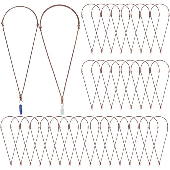 PH Waxed Cord Necklace 36pcs Necklace String Rope Adjustable Necklaces With Metal Ring for Pendants Jewelry Making for DIY