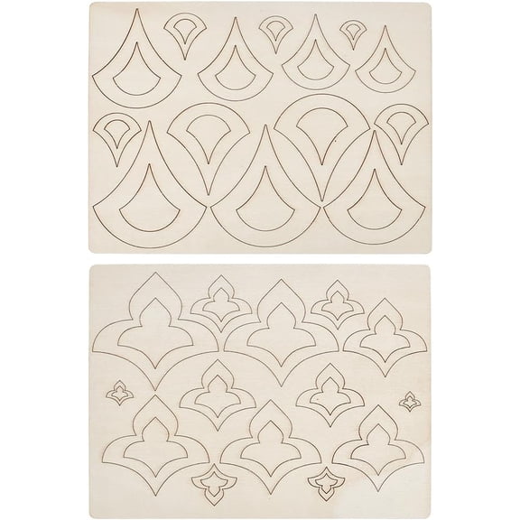 PH Wooden Mandala Art Kit 2 Pack Natural Unfinished Wood Crafts DIY Painting Stencils for Family Craft Projects Holiday Home Decor Art Painting Brown