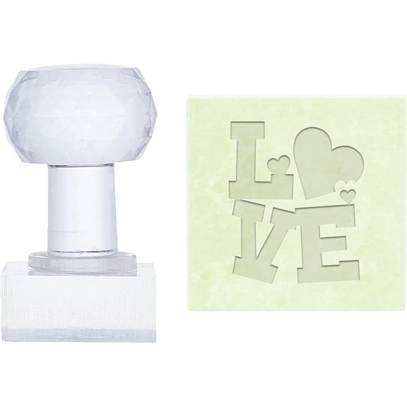PH Word Soap Embossing Stamp Love Acrylic Stamp with Handle Valentine's Day Soap Chapter Imprint Stamp for Cookie Clay Pottery Stamp Biscuits Gummier Arts Crafts Making Projects colorful DIY
