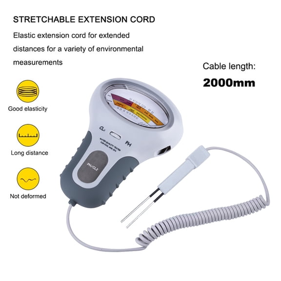 PH and CL2 Probe Tester Monitor PC102 Portable Water Quality Tester Digital 2 in 1 PH & Chlorine Level CL2 Meter Detector for Swimming Pool Spa