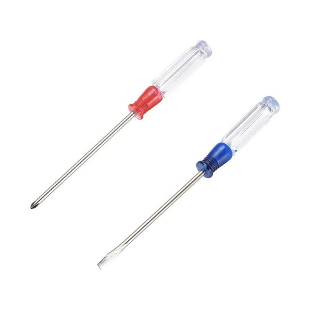 PH00 Phillips / 3mm Slotted Screwdriver Set of 2 Pieces 3" Round Shaft Clear Crystal
