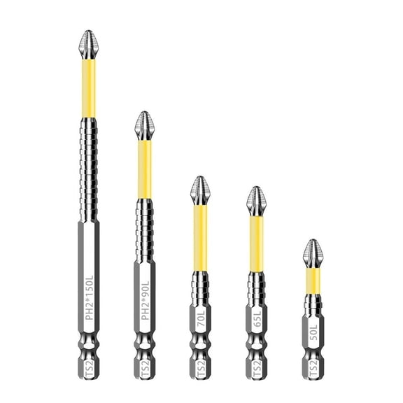 PH2 Magnetic Screwdriver Set of 5 with Anti-Slip Edge and Tough Steel Composition Suitable for Use in Multiple Tool Applications at Home or Work