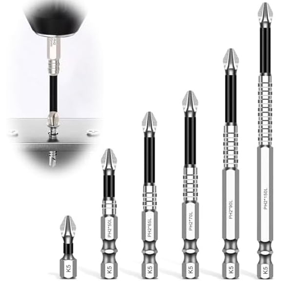 PH2 Phillips Bits Set High Magnetic Cross Head Drill Bit Phillips Screwdriver Drill Bit Set Anti-Slip Alloy Steel 1/4 Hex Shank Impact Bits 6 Pack$$Tools & Hardware Other