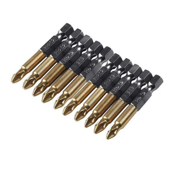PH2 S2 Steel Screwdriver Bits - 10-Pack, 50mm, 1/4" Quick-Change Hex Shank - Anti-Slip, Impact-Resistant - for Drill, Impact Driver