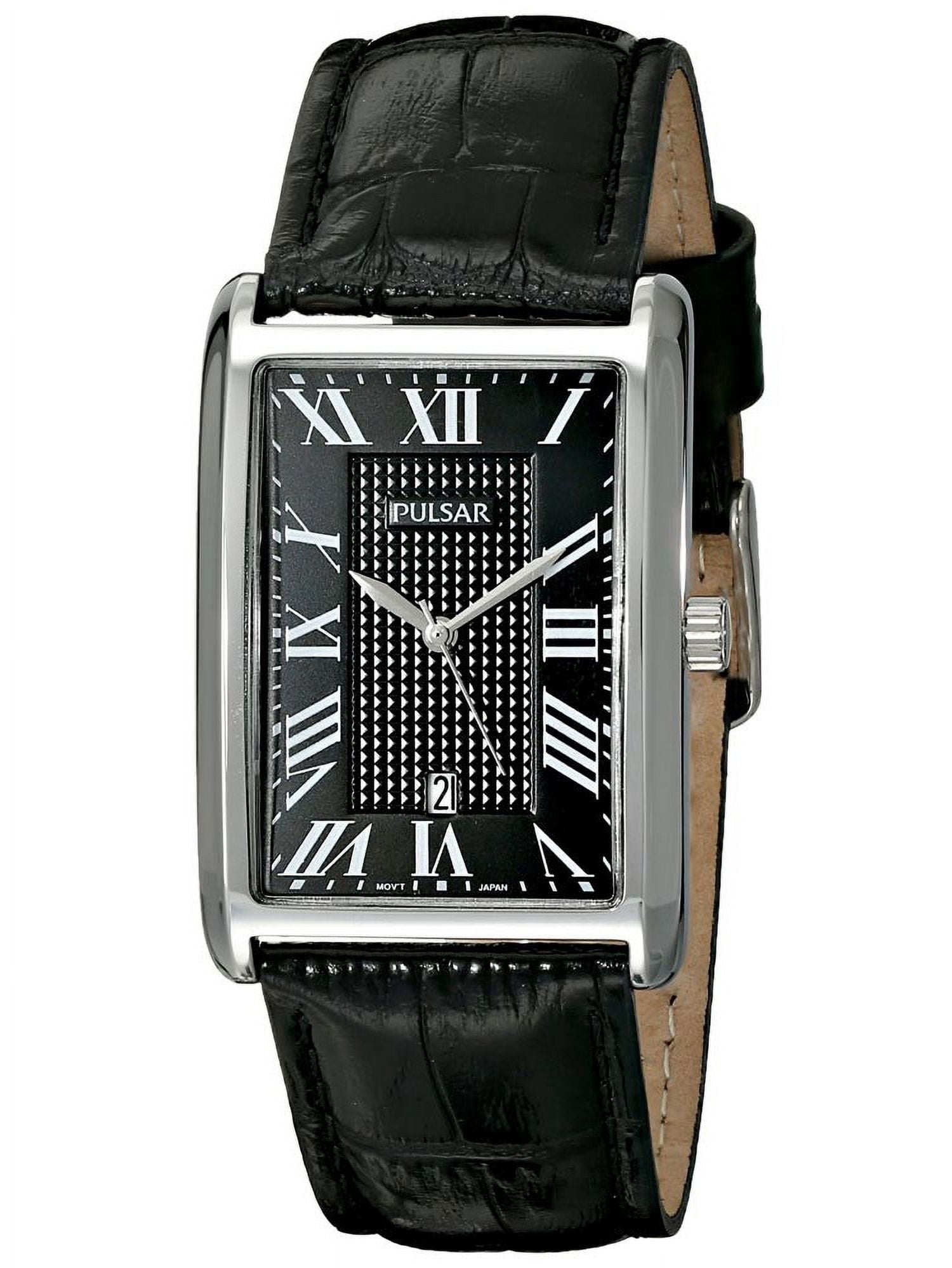 Pulsar W800-6020 Mens Watch 42mm Black Dial Brown Leather Pilot New Battery Pulsar Men Analog & Digital Wristwatches for sale | eBay main image 2