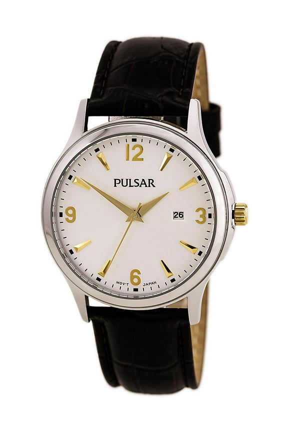 PH9073 Men's Traditional Silver Dial Brown Leather Strap Date Watch