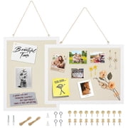 PHANCIR 2-Pack Linen Bulletin Boards, Linen Cork Boards for Home Kitchen Office with 20 Wooden Pins, White