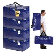 PHANCIR Moving Bags Heavy Duty Extra Large with Handles& Backpack Straps and Zippers, Waterproof & Puncture Resistant 4 Pack