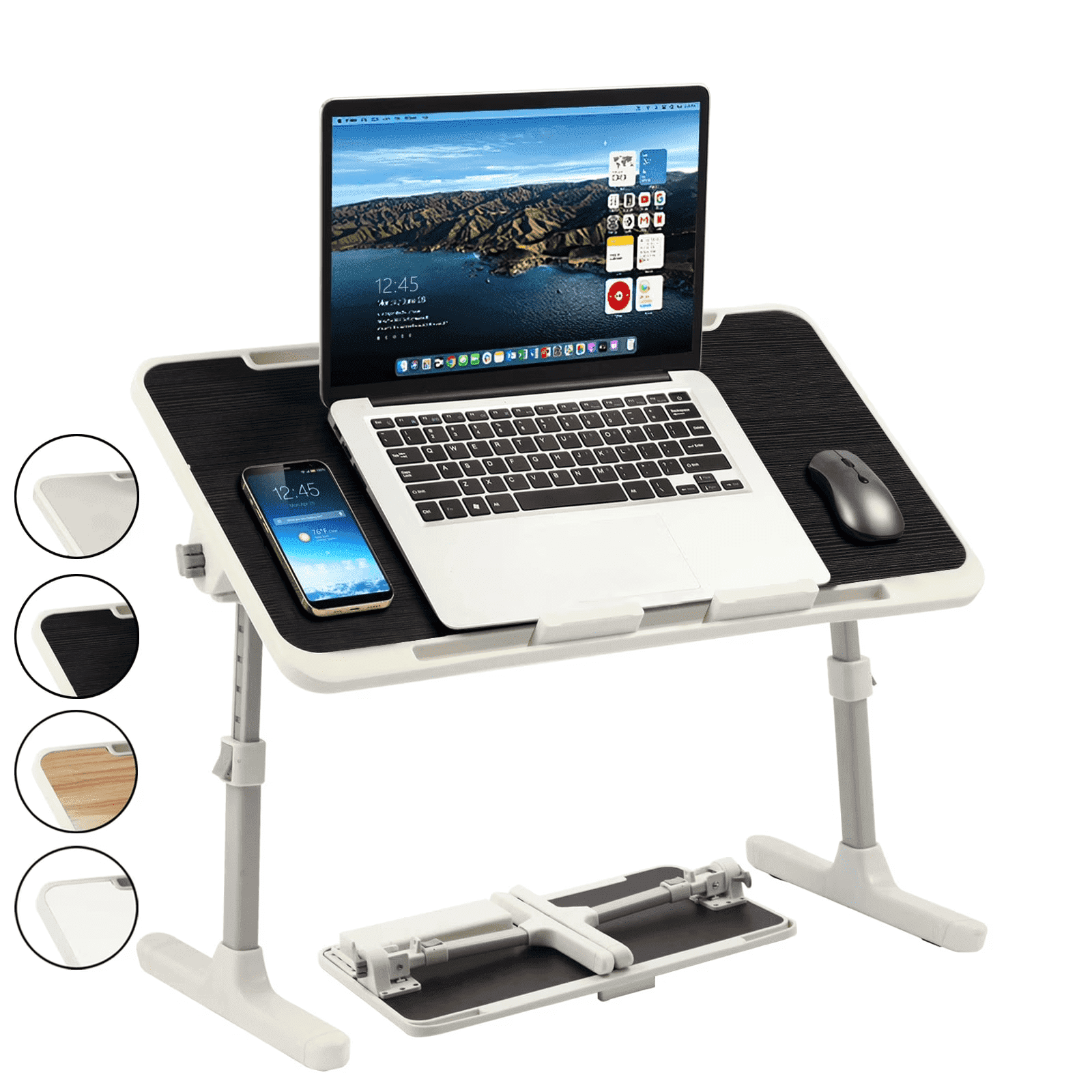 PHANCIR Height & Angle Adjustable Lap Desk, Laptop Stand Bed Tray, Foldable Laptop Desk for Couch Sofa Floor, Black
