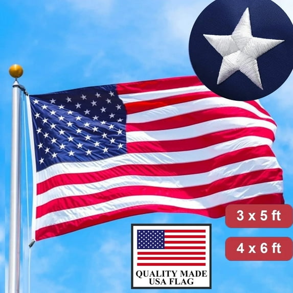 PHANCIR American Flag 4x6ft Outdoor US Elections, Heavy Duty USA Flag with Embroidered Stars, Durable Oxford 210D Nylon All Weather