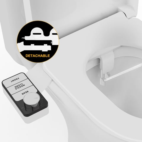 PHANCIR Bidet Attachment, Non-Electric Adjustable Water Pressure, Front and Rear Washing Double Nozzle Bidet