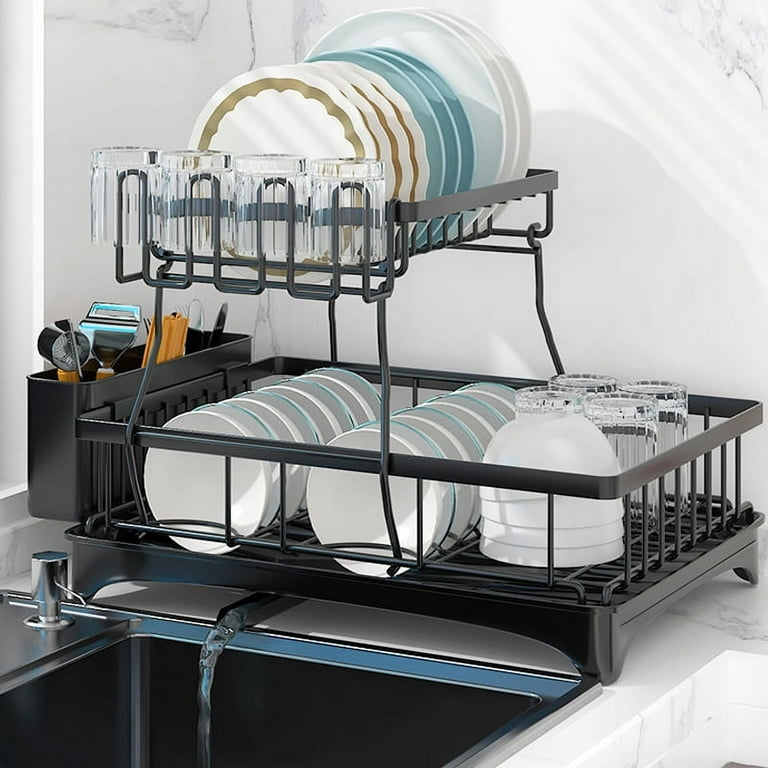 Stainless Steel Sink Dish Drying Rack With Drainboard Countertop Dish Rack