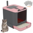 thumbnail image 1 of PHANCIR Enclosed Cat Litter Box with Lid, Easy to Clean with Includes Scoop & 4 Charcoal Deodorizer Bags,Pink, 1 of 8